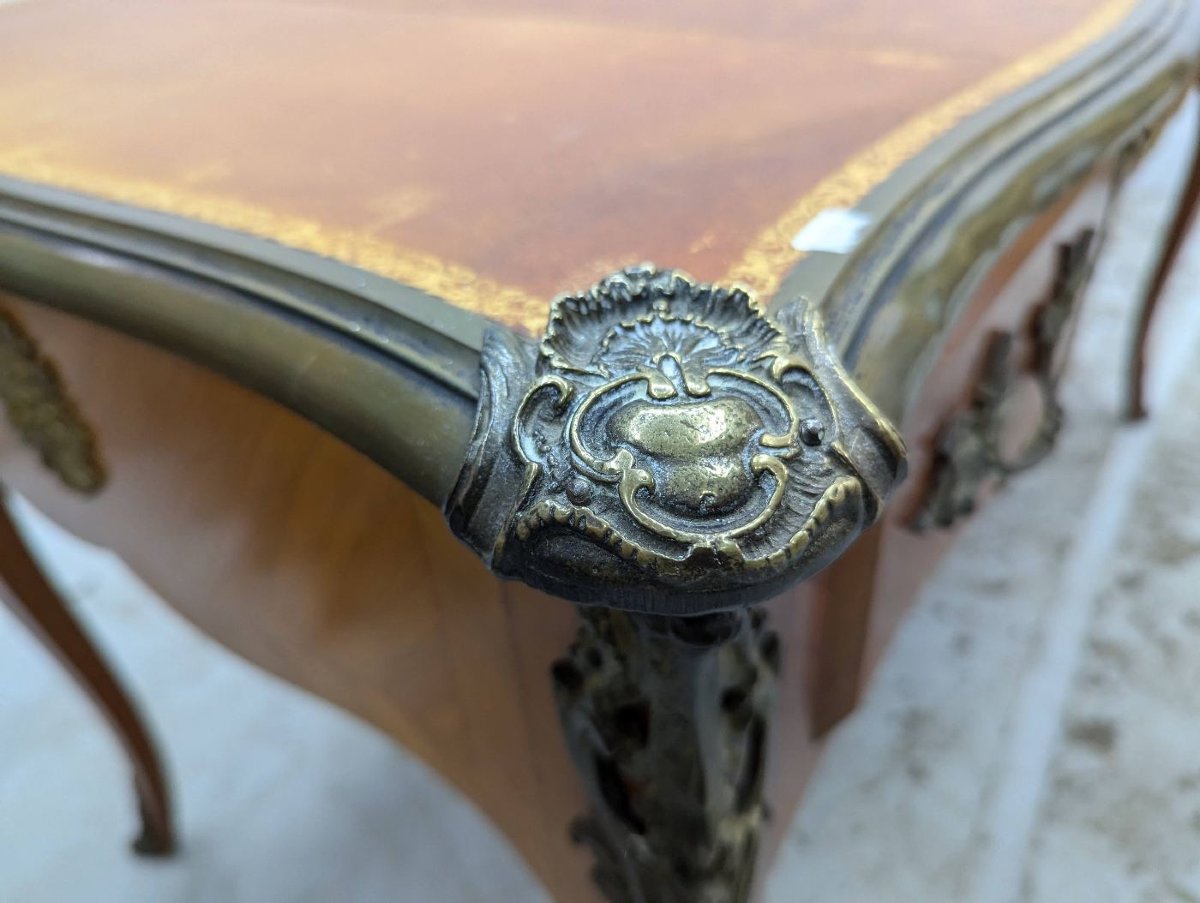 Petit bureau de dame à lingotière de style Louis XV dessus de cuir-photo-1