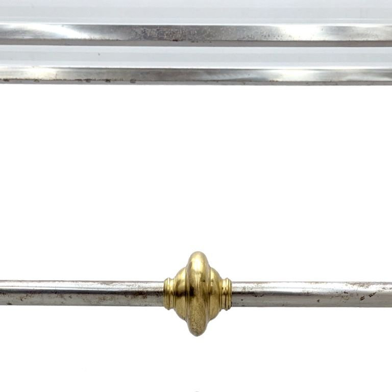 Brushed Steel And Brass Dining Table With Glass Top-photo-4