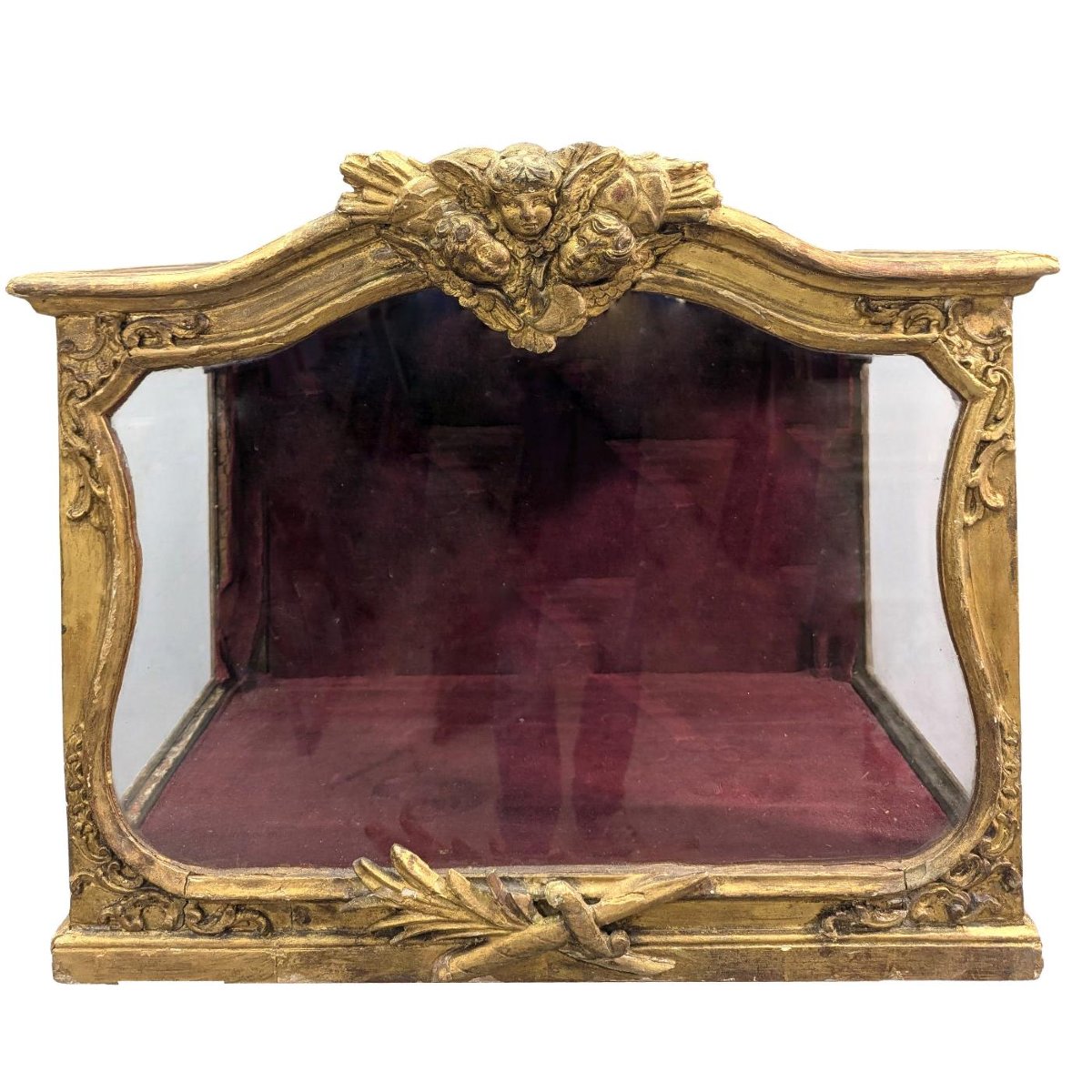 Display Case For Religious Objects, Gilded Wood, 19th Century-photo-2