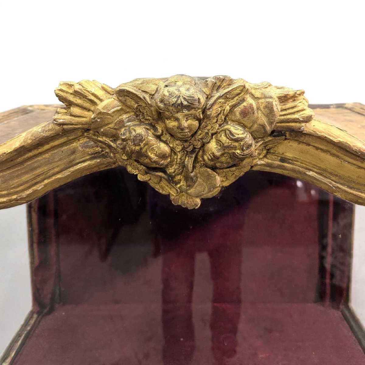 Display Case For Religious Objects, Gilded Wood, 19th Century-photo-3