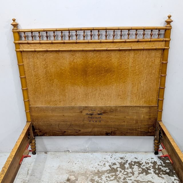 Light Wood Faux Bamboo Bed - Napoleon III Period, Circa 1880-photo-2