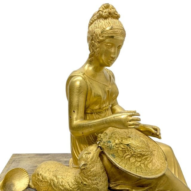 Empire Gilt Bronze Clock - Female Allegory - France, Circa 1810-photo-3