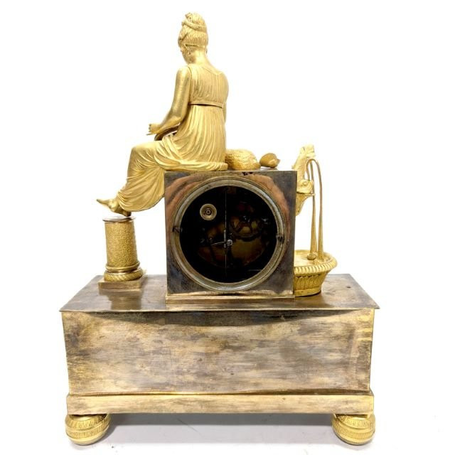 Empire Gilt Bronze Clock - Female Allegory - France, Circa 1810-photo-3