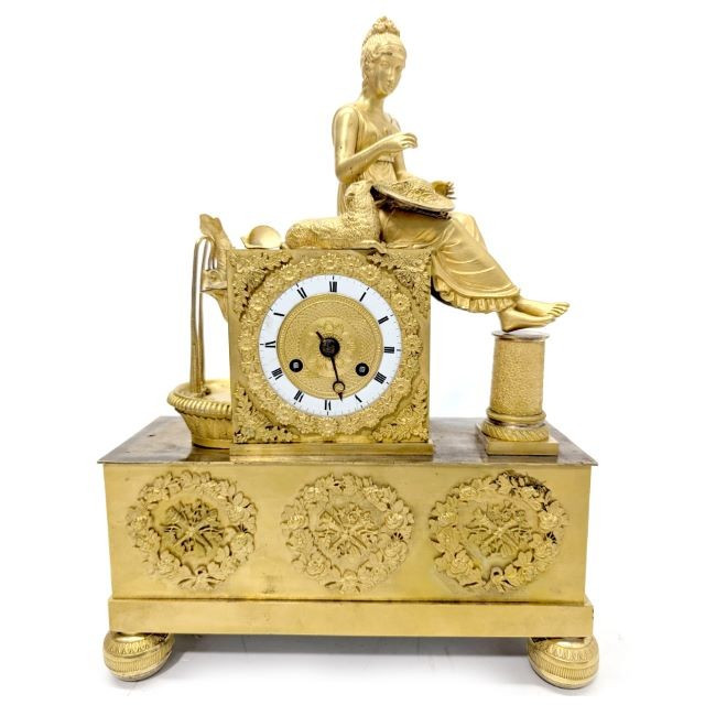 Empire Gilt Bronze Clock - Female Allegory - France, Circa 1810