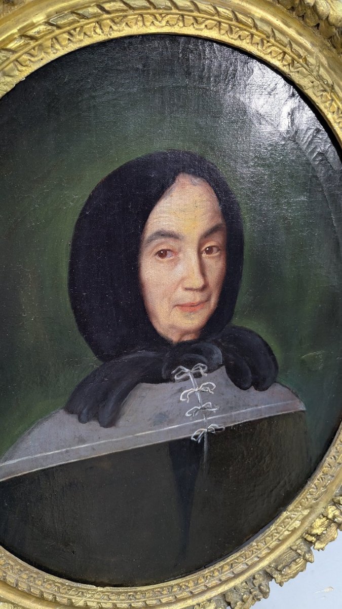 Portrait Huile sur toile XVIIIème cadre en bois doré-photo-3