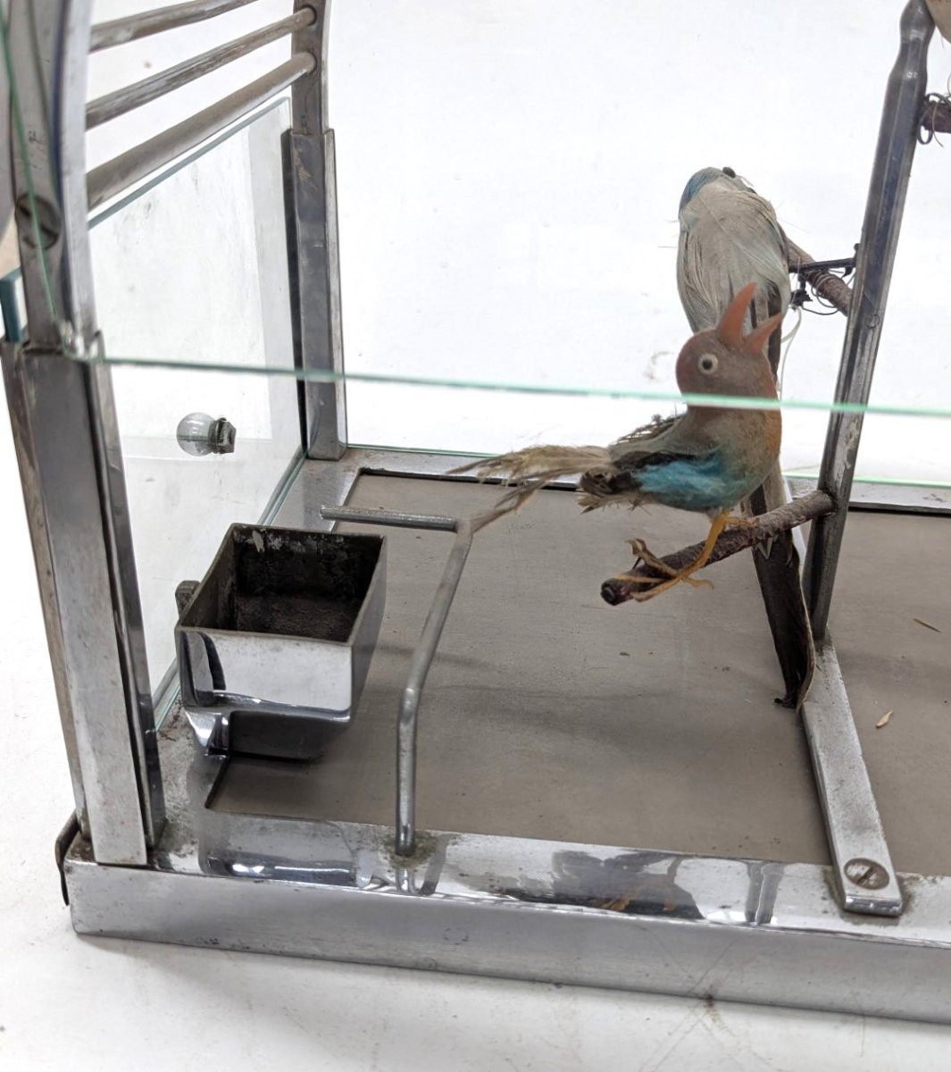 Art Deco Birdcage In Silver-plated Bronze-photo-4