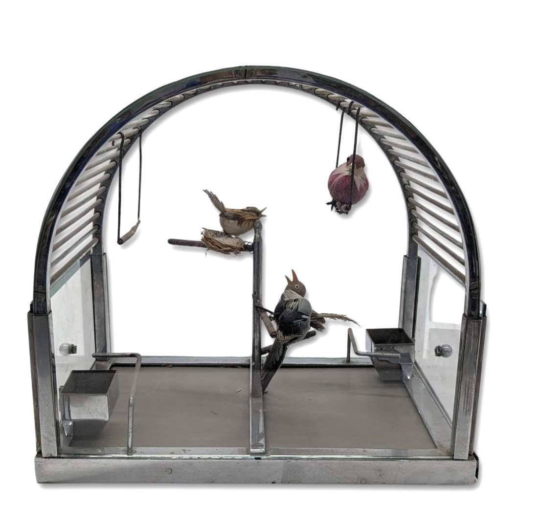 Art Deco Birdcage In Silver-plated Bronze
