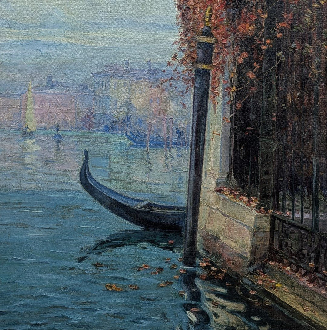 Huile sur toile par Basile Nicholaevitch Netchitailoff Venise le grand canal-photo-2