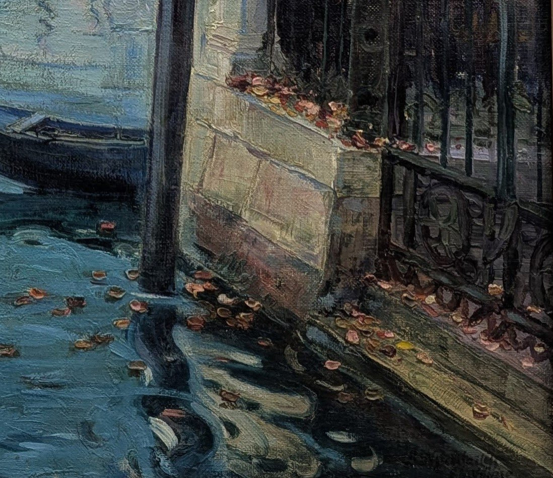 Huile sur toile par Basile Nicholaevitch Netchitailoff Venise le grand canal-photo-4