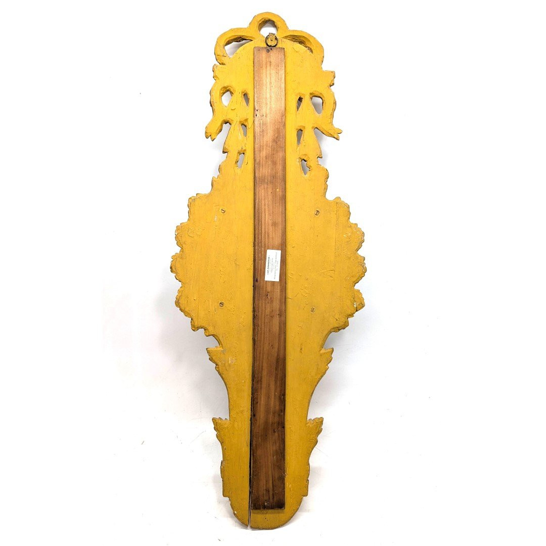 Baromètre thermomètre en bois doré d'époque Louis XVI-photo-1