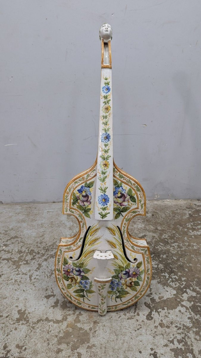 Italian Ceramic Cello Sculpture-photo-2