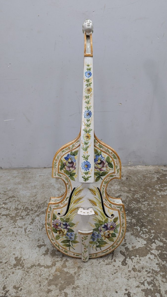 Italian Ceramic Cello Sculpture-photo-3