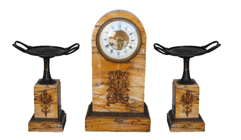Empire Style Yellow Marble Clock