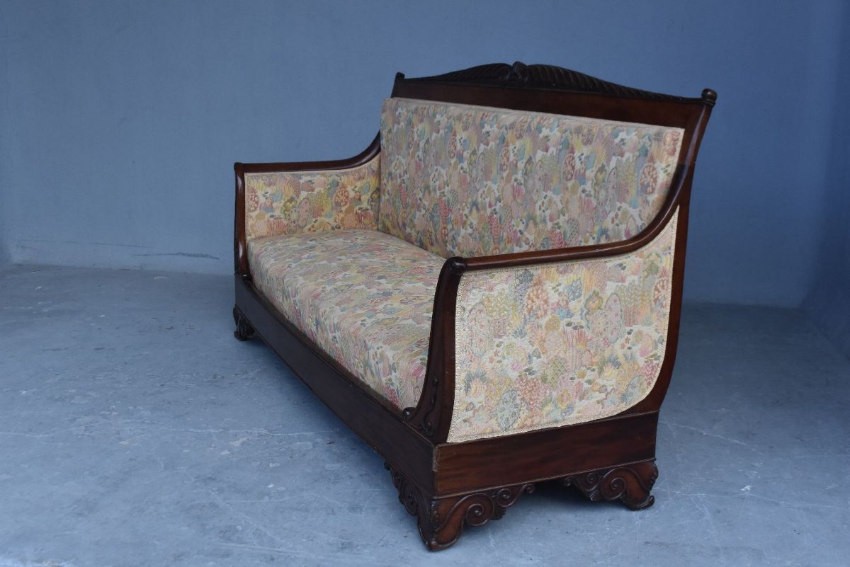 Banquette en acajou Restauration époque XIXème-photo-6