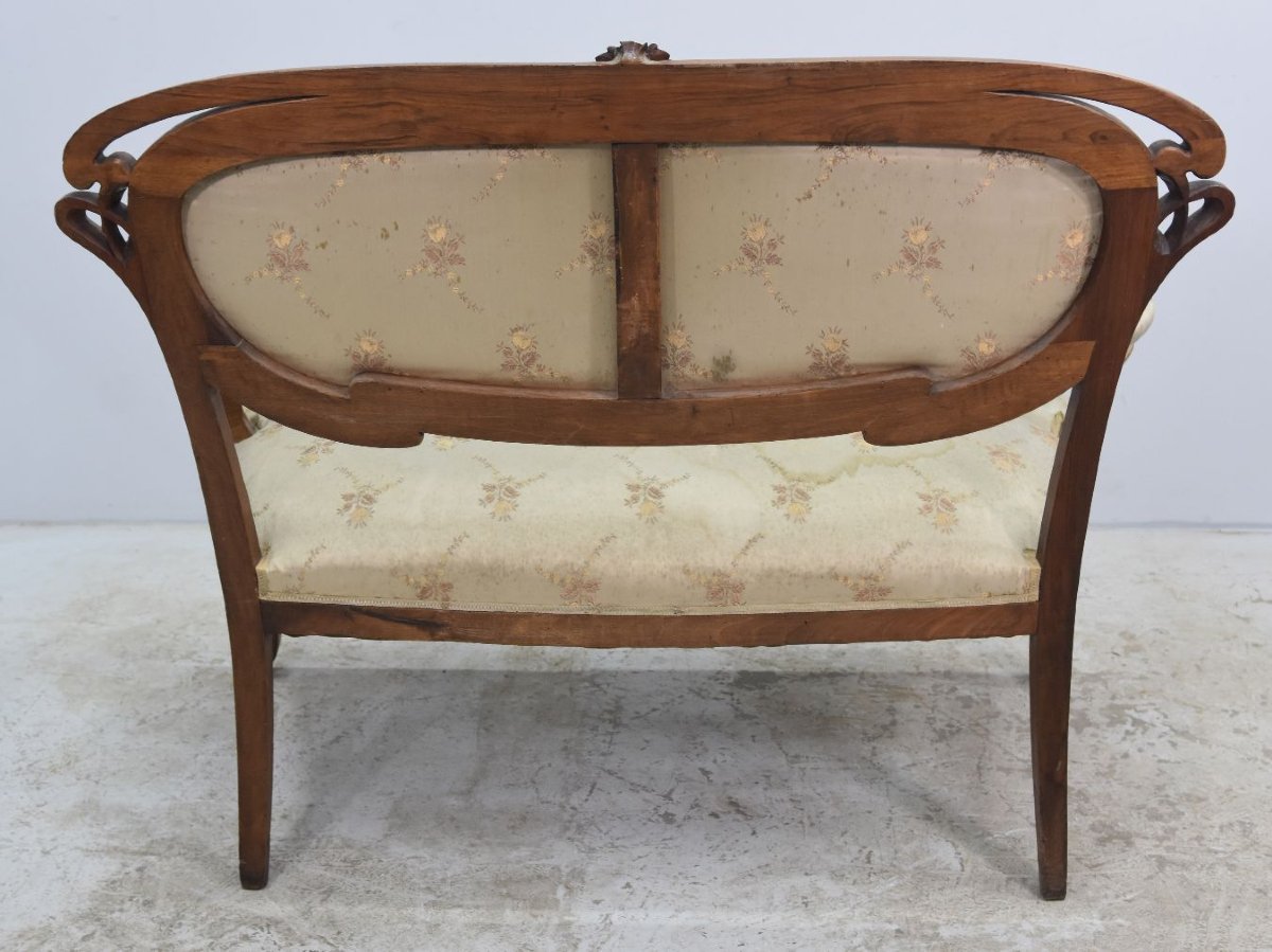 Banquette Art nouveau 1900 dans l'esprit de Majorelle-photo-3