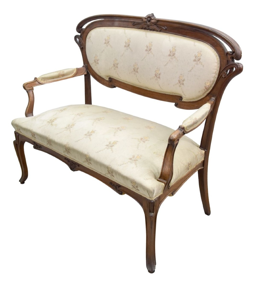 Banquette Art nouveau 1900 dans l'esprit de Majorelle