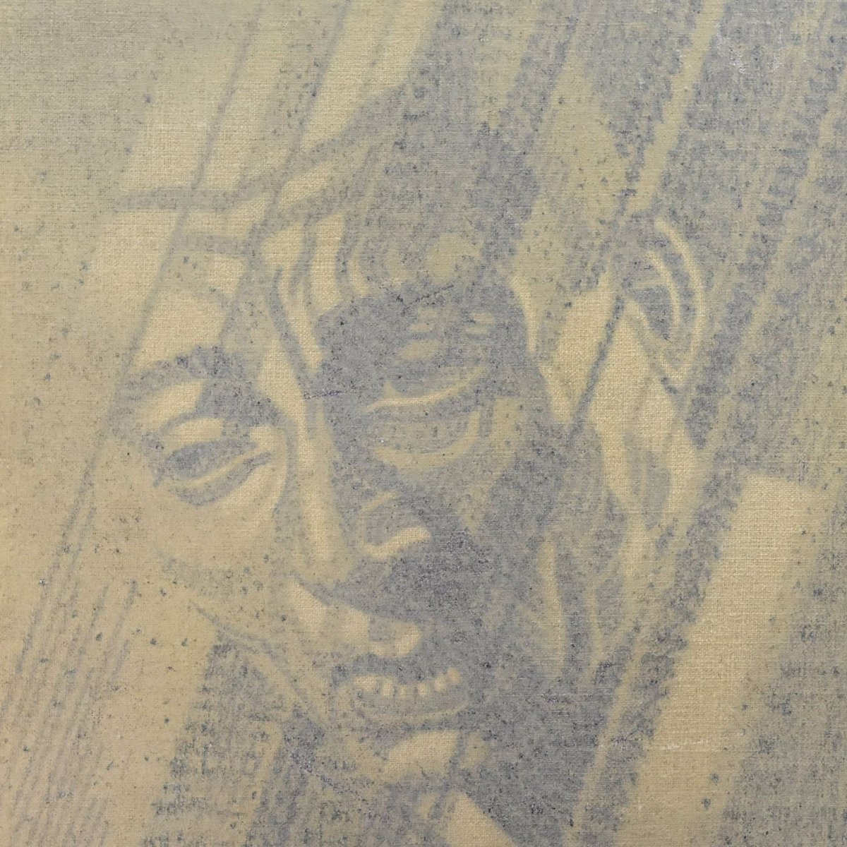 Homme au fusain et sanguine sur textile école française Martinez-photo-2