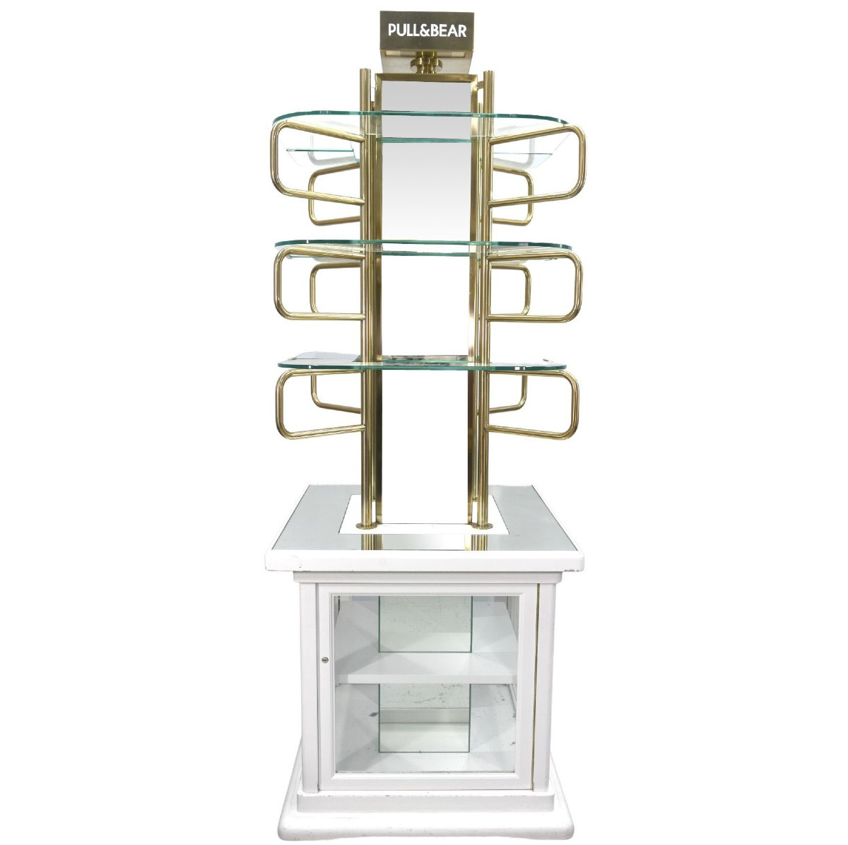 Vitrine étagère de magasin laiton et verre