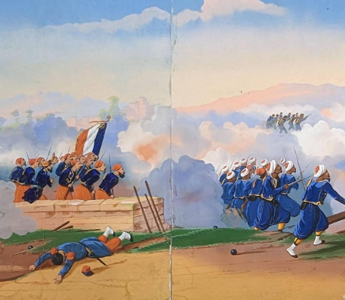 Papier peint marouflé sur toile scènes militaires XIXème-photo-2