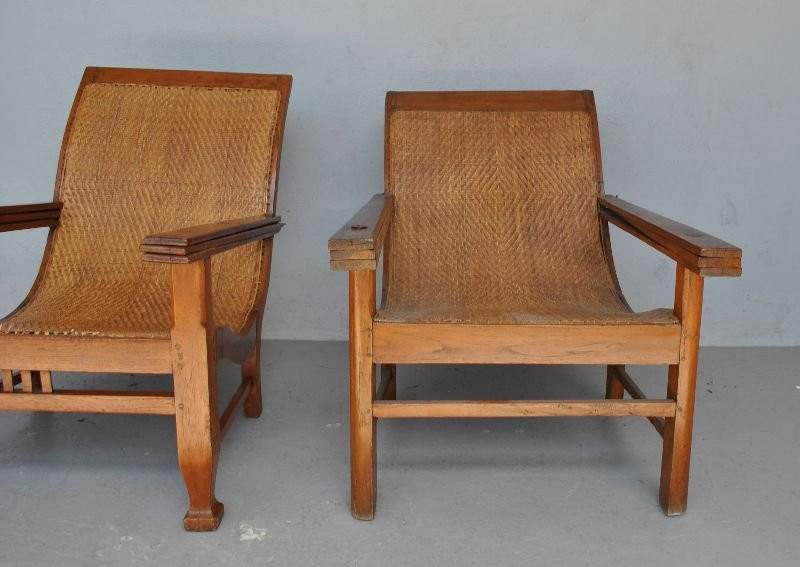 Fauteuils dit de planteurs fin XIXème (fausse paire)-photo-3