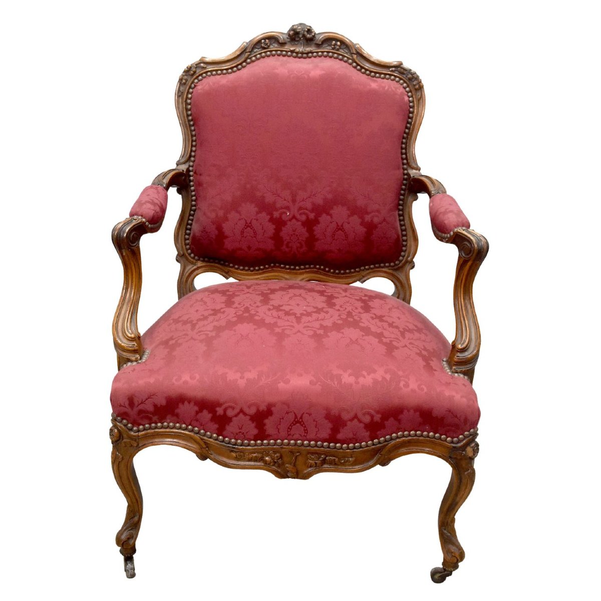 Fauteuils à la Reine de style Louis XV en noyer (paire)-photo-1
