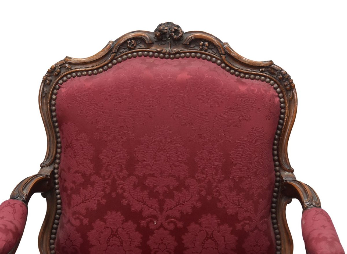 Fauteuils à la Reine de style Louis XV en noyer (paire)-photo-3