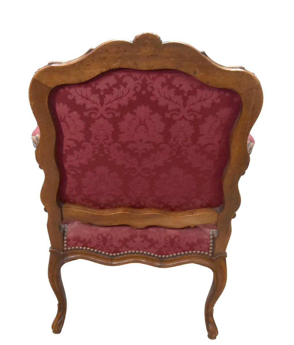 Fauteuils à la Reine de style Louis XV en noyer (paire)-photo-6