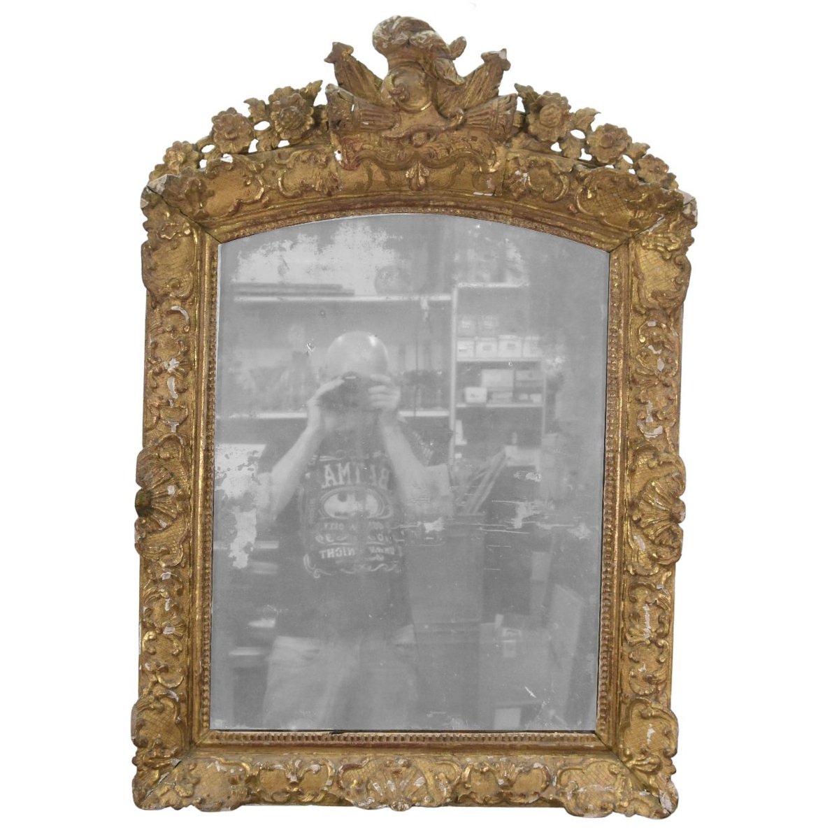 Miroir Régence en bois sculpté et doré époque XVIIIème-photo-1