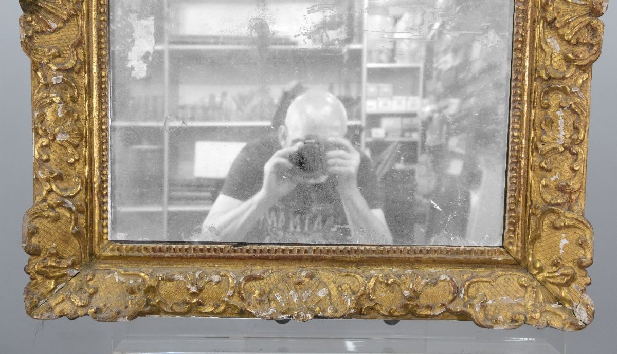 Miroir Régence en bois sculpté et doré époque XVIIIème-photo-3