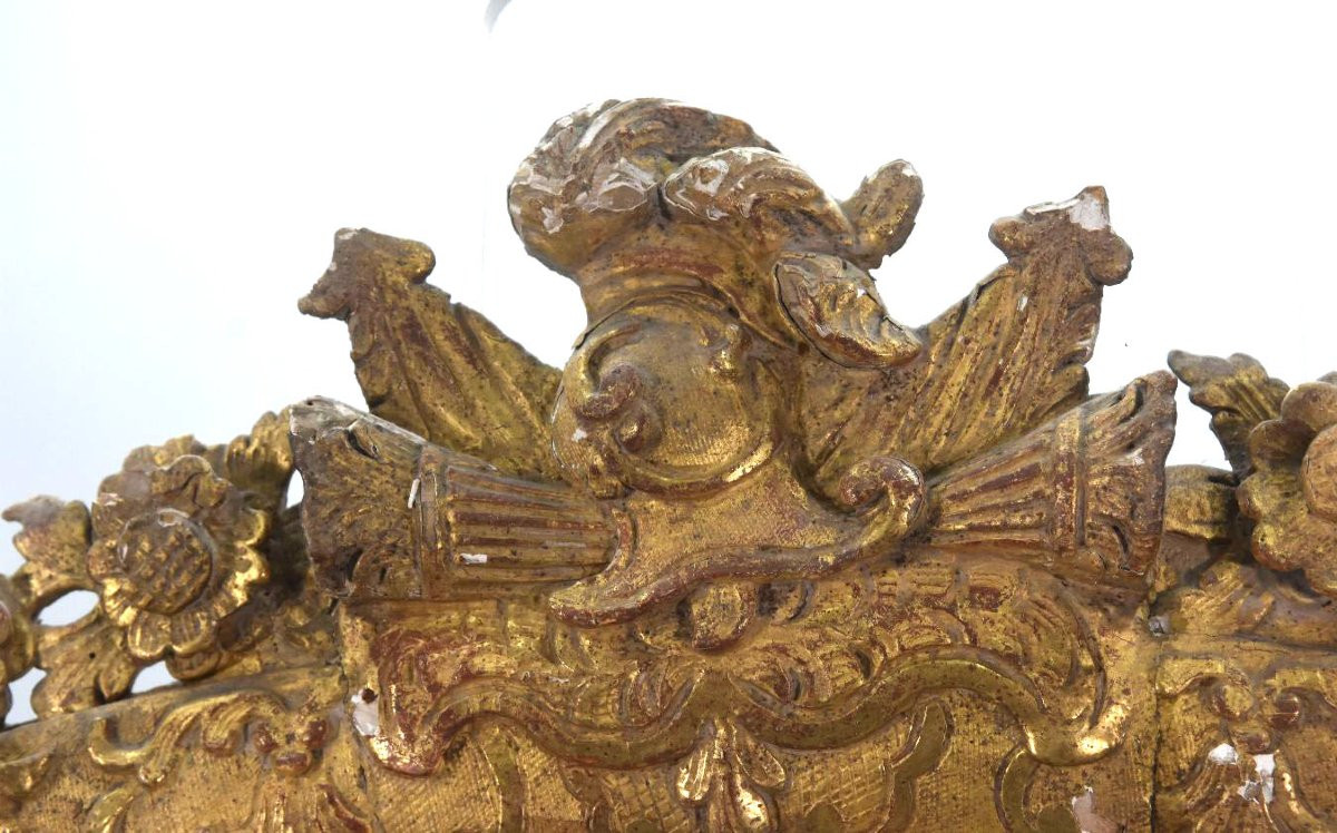 Miroir Régence en bois sculpté et doré époque XVIIIème-photo-4