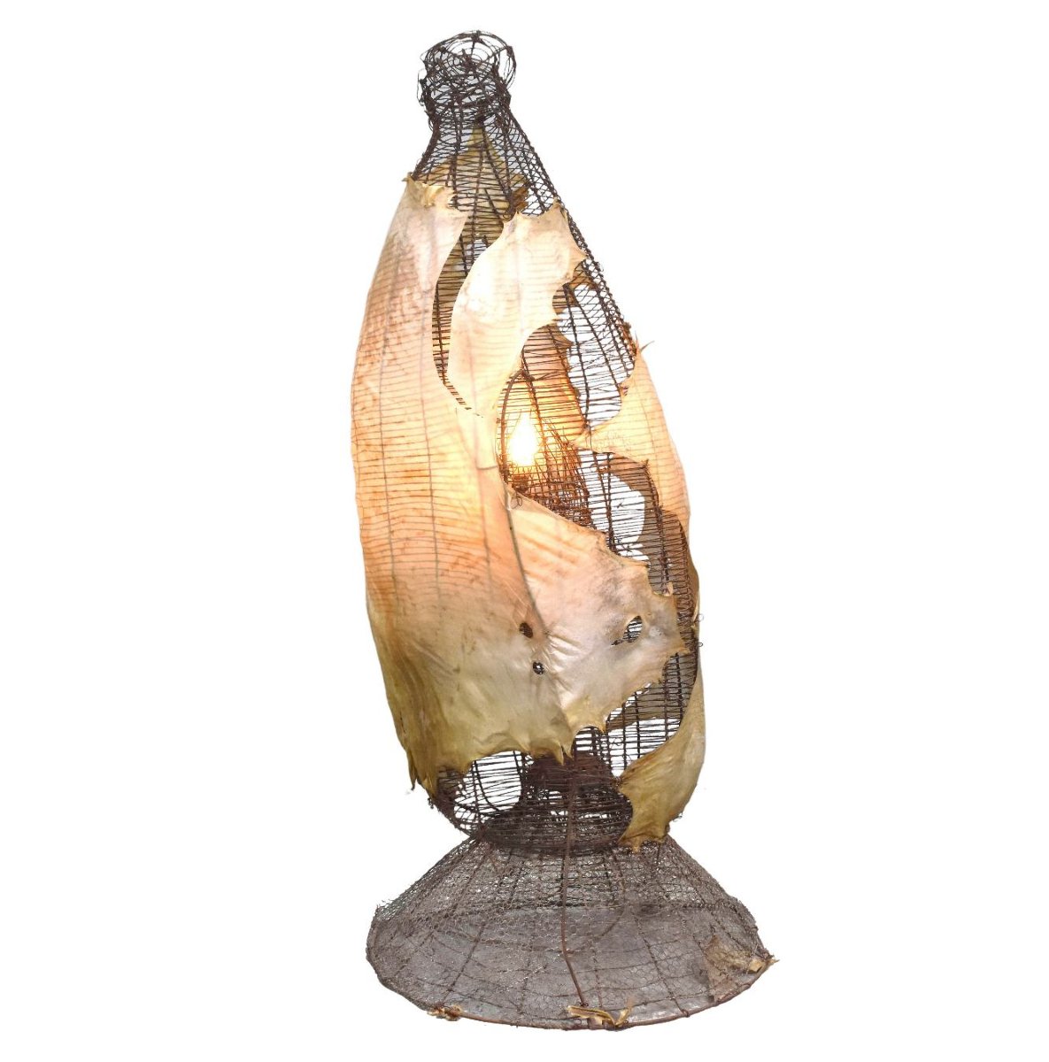 Lampe Sculpture Michel Haillard Parchment And Eel Creel-photo-2