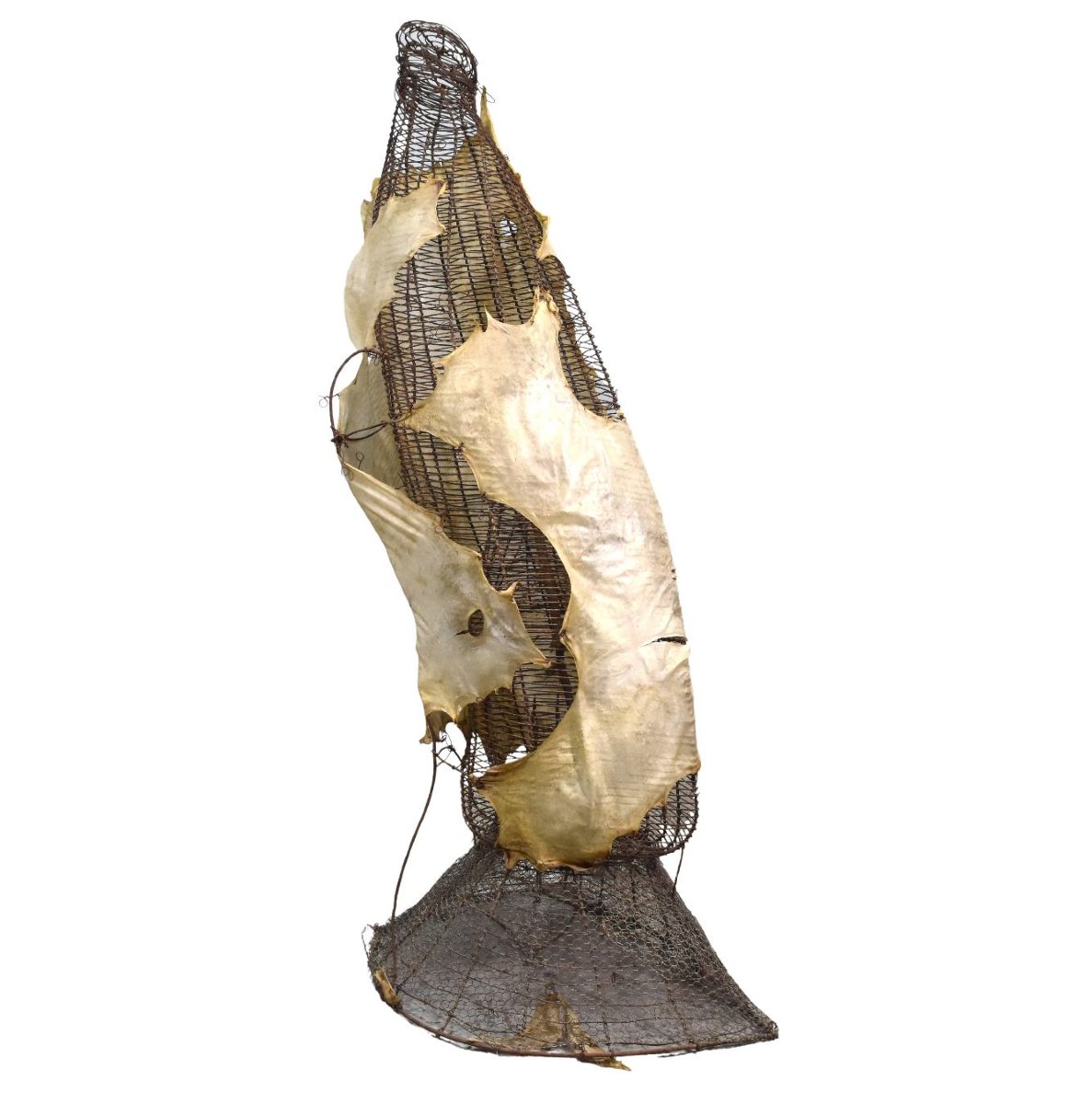 Lampe Sculpture Michel Haillard Parchment And Eel Creel-photo-3