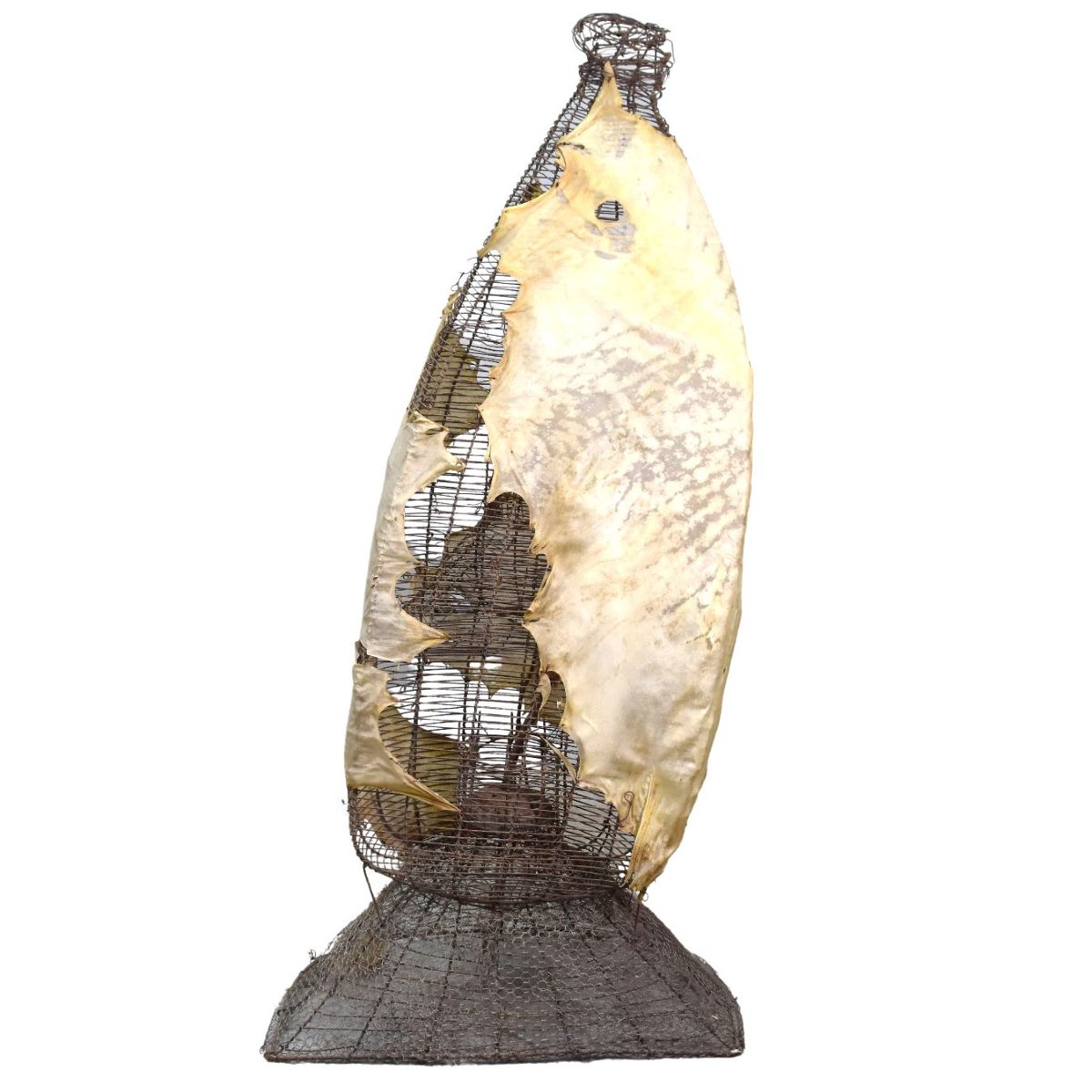 Lampe Sculpture Michel Haillard Parchment And Eel Creel-photo-4