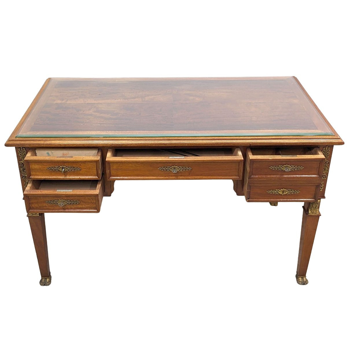 Empire Style Flat Desk With Mahogany And Bronze Back From Egypt-photo-2