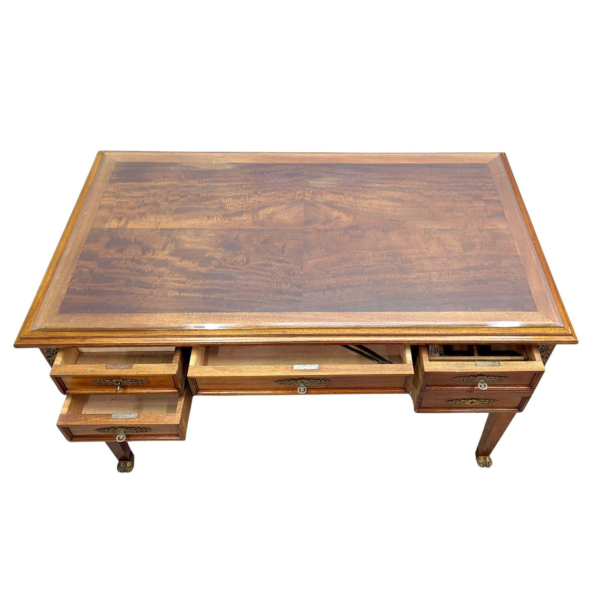 Empire Style Flat Desk With Mahogany And Bronze Back From Egypt-photo-3