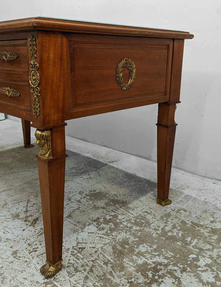 Empire Style Flat Desk With Mahogany And Bronze Back From Egypt-photo-5