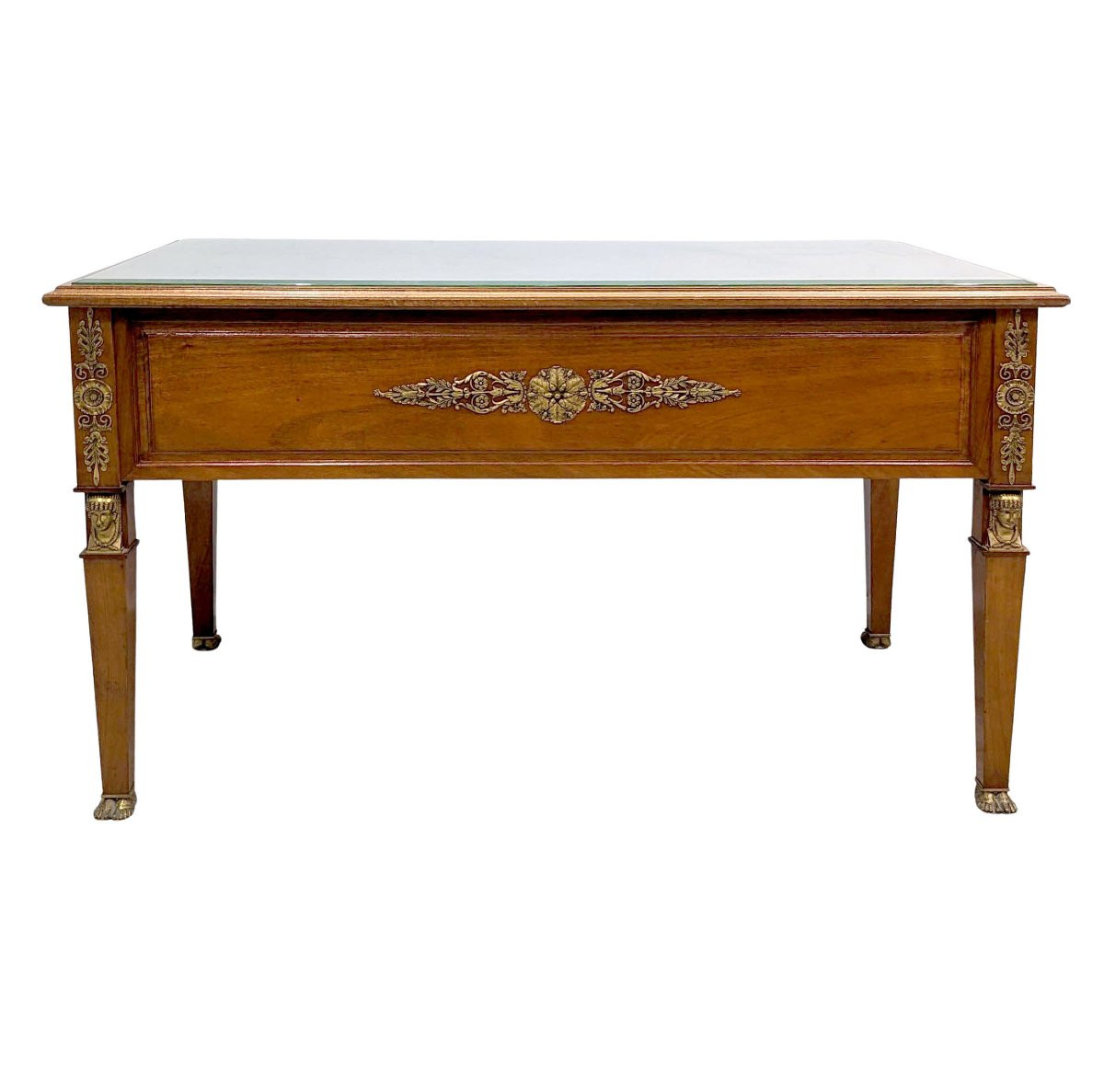 Empire Style Flat Desk With Mahogany And Bronze Back From Egypt-photo-7