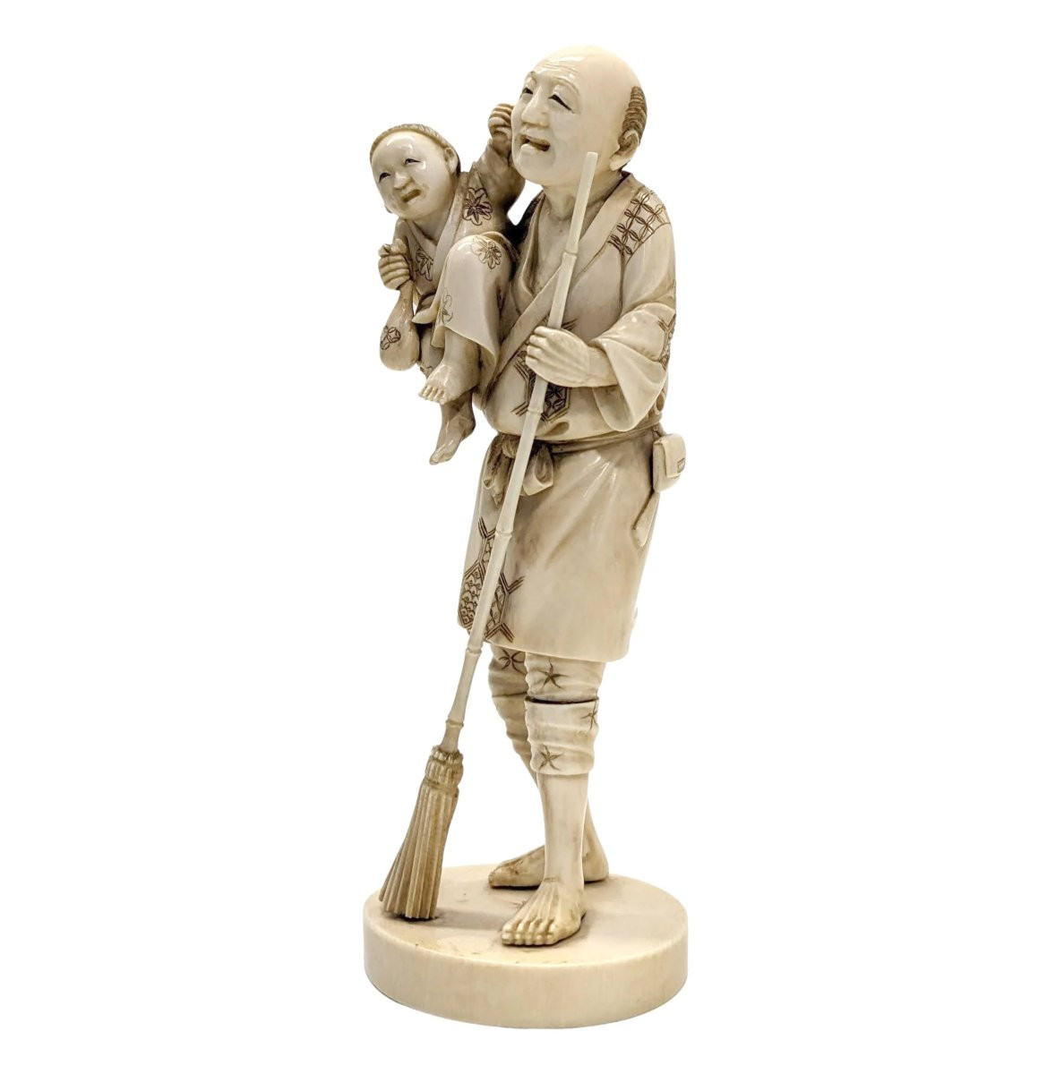 Okimomo d'époque XIXème le grand père et l'enfant-photo-1