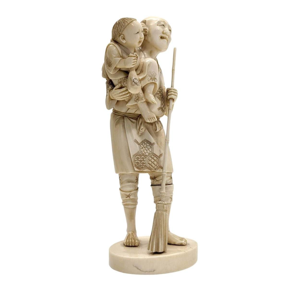 Okimomo d'époque XIXème le grand père et l'enfant-photo-6