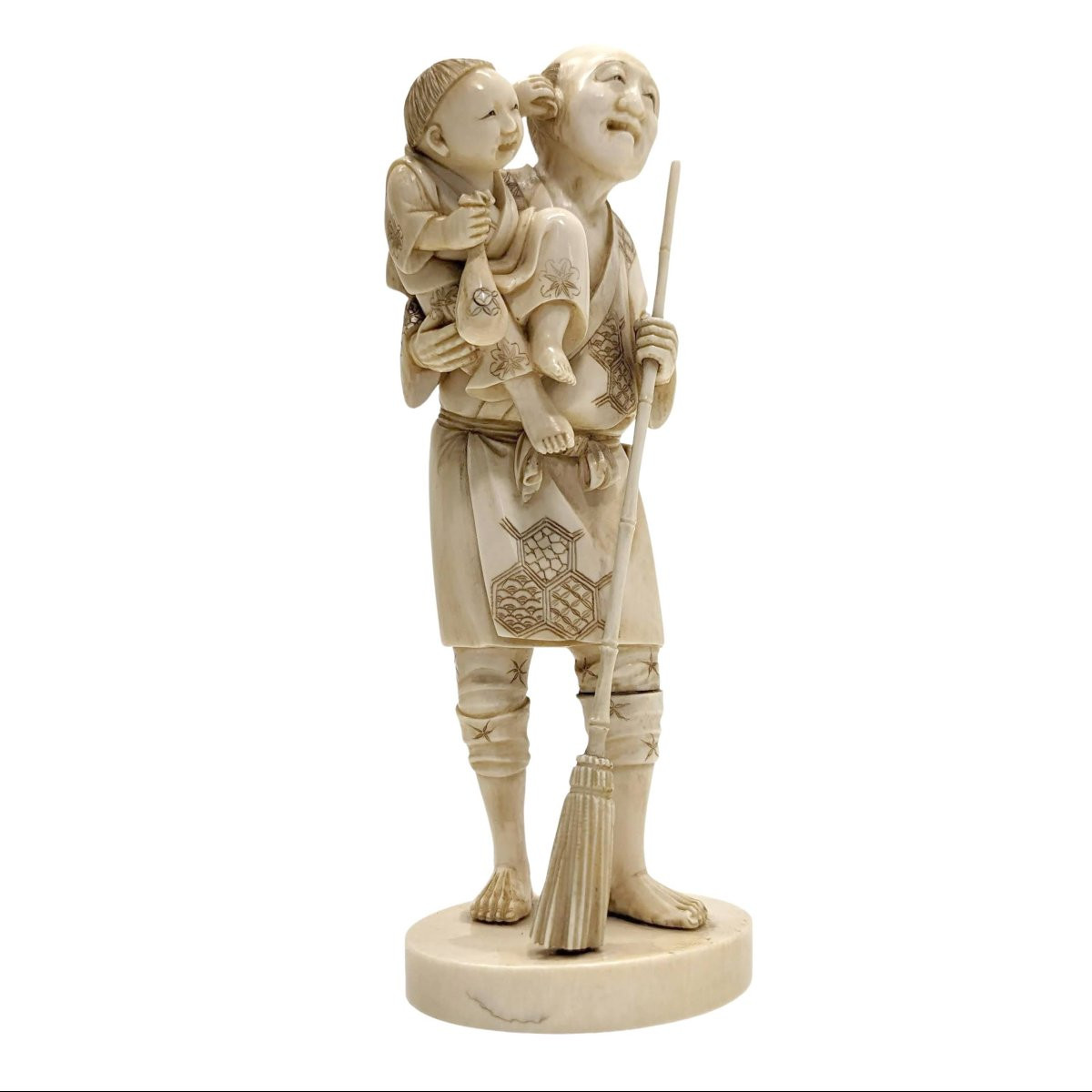 Okimomo d'époque XIXème le grand père et l'enfant-photo-7