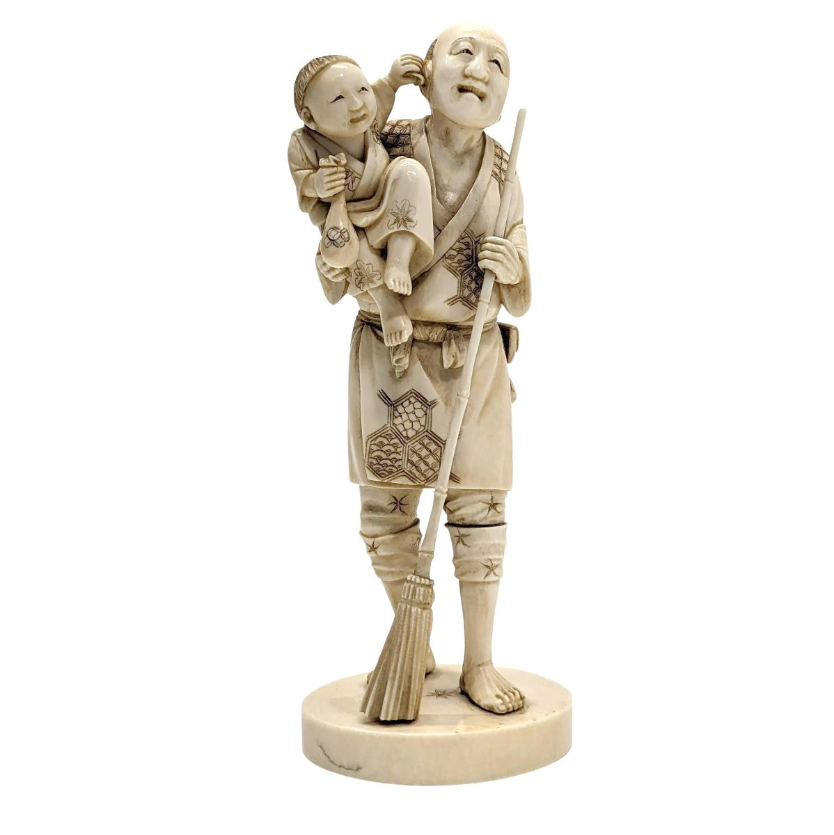 Okimomo d'époque XIXème le grand père et l'enfant