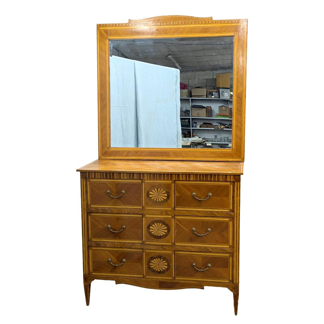commode coiffeuse style Louis XVI en marqueterie Italienne 1900-photo-2
