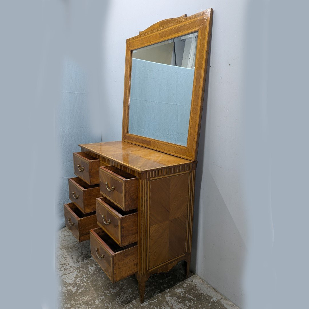 commode coiffeuse style Louis XVI en marqueterie Italienne 1900-photo-2