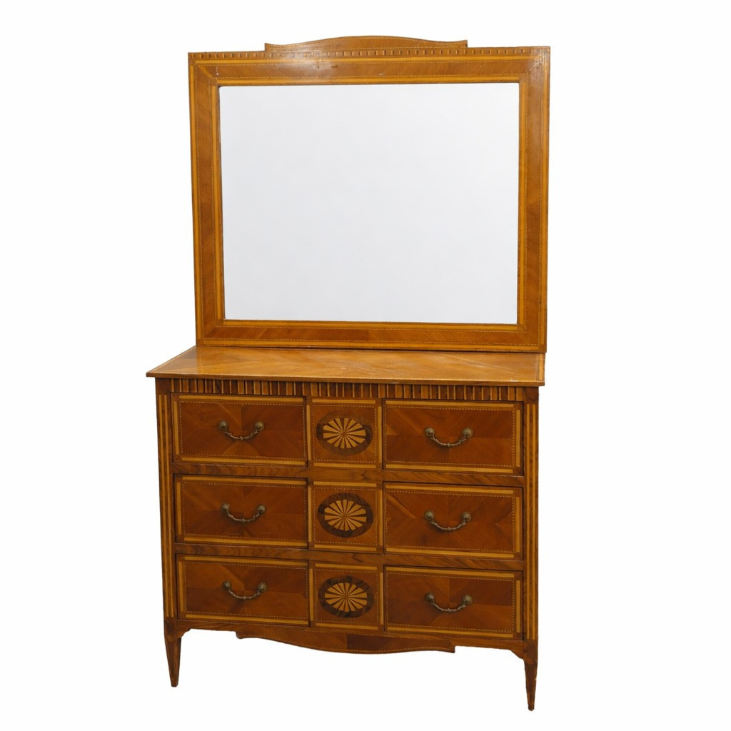 commode coiffeuse style Louis XVI en marqueterie Italienne 1900