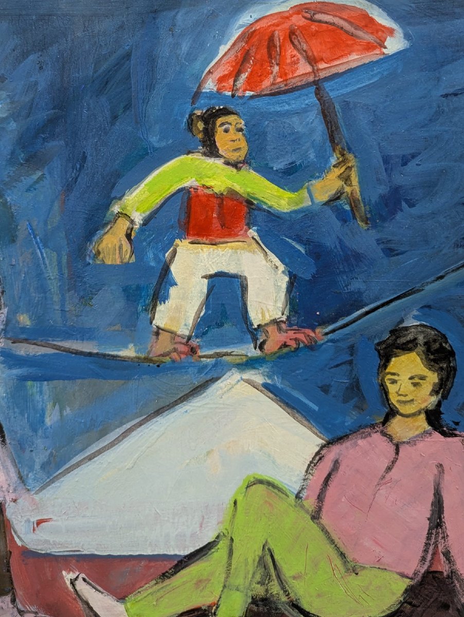 Huile sur isorelle le singe savant Rudolf Kundera école tchèque-photo-2