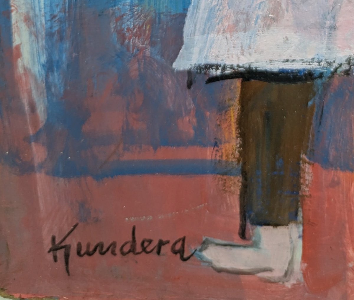 Huile sur isorelle le singe savant Rudolf Kundera école tchèque-photo-4