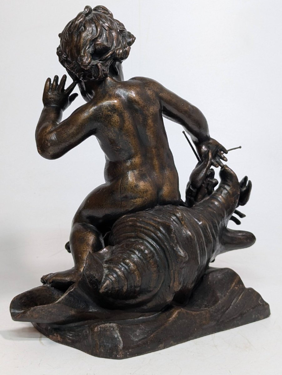 19th Century Cast Iron Putto With Lobster-photo-4