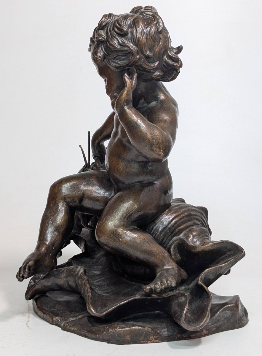 19th Century Cast Iron Putto With Lobster-photo-5