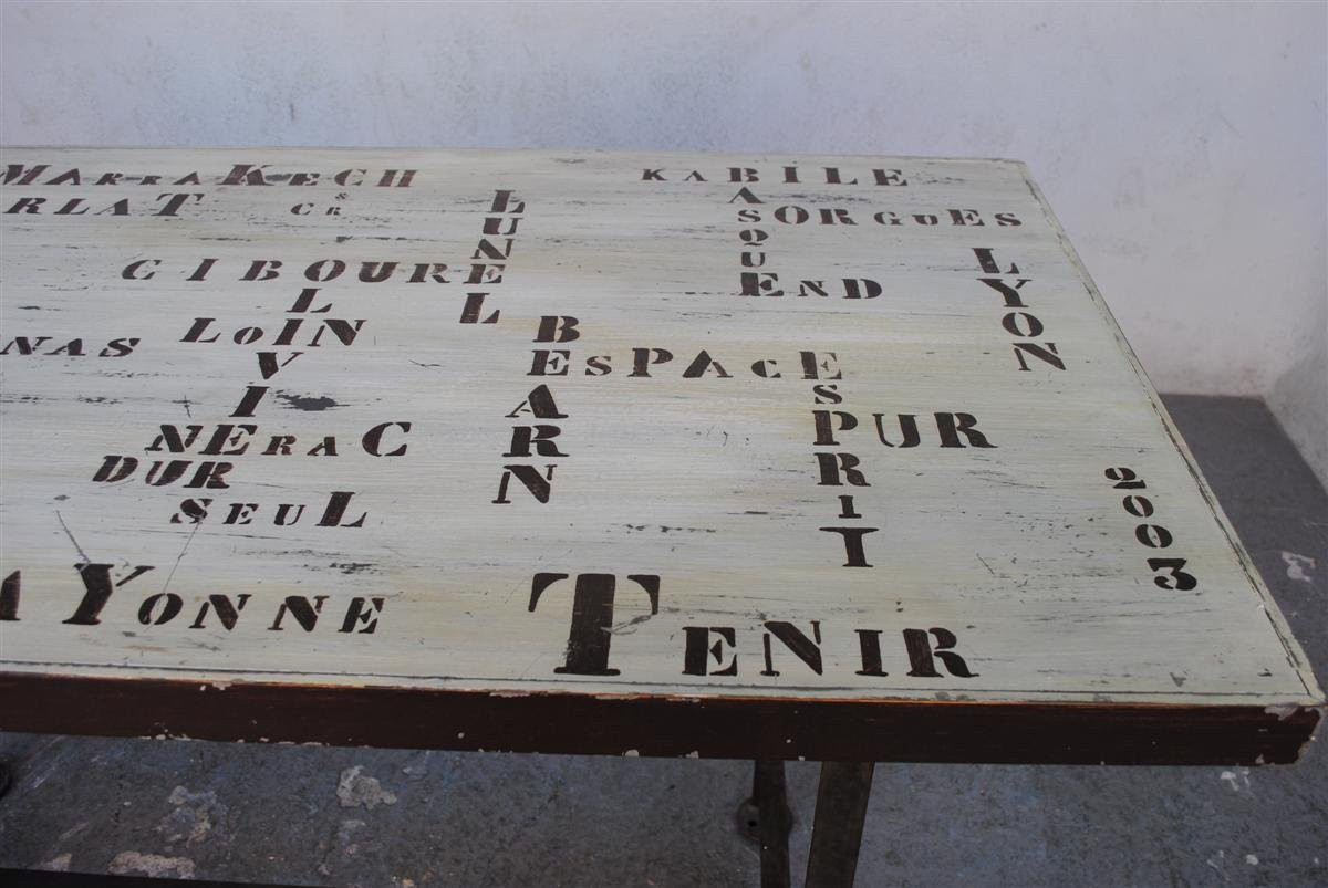 Bureau style industriel fer brossé et inscriptions pochées-photo-4