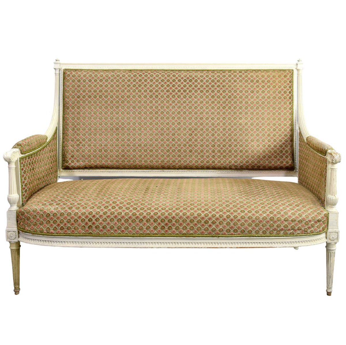 Banquette de style Louis XVI laquée crème-photo-1